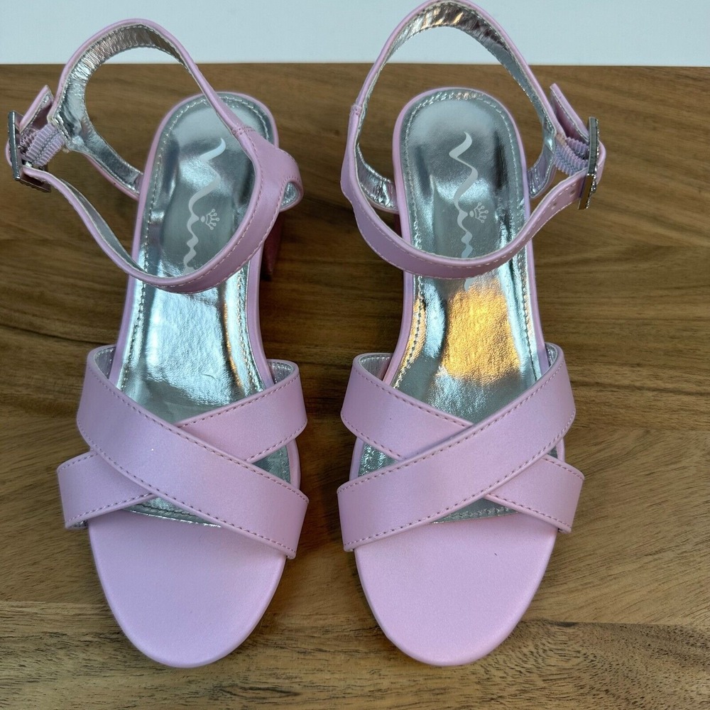 New Big Kids Nina Valentin Purple Heeled Strappy Ankle Strap Sandals Size 2 Y